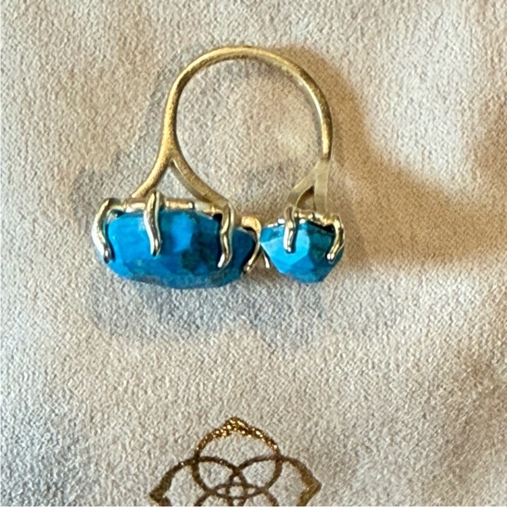 Kendra Scott Gold Kayla Ring with Howlite Turquiose-Discounted Shipping - Picture 4 of 6
